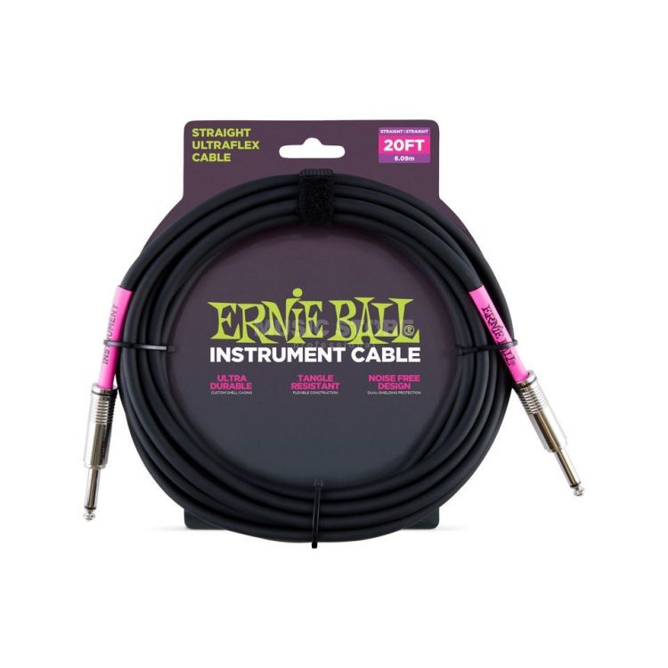 ERNIE BALL P06046 Siyah Düz / Düz 20 Ft - 6 Metre Enstrüman Kablosu