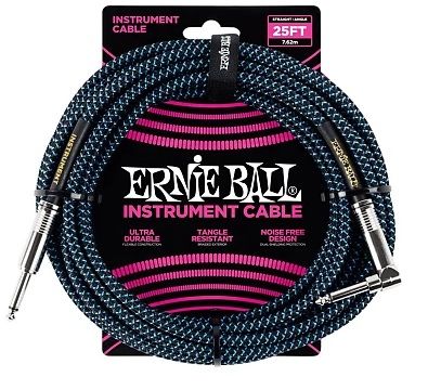 ERNIE BALL P06060 Siyah – Mavi 25ft Düz Örgülü Kablo