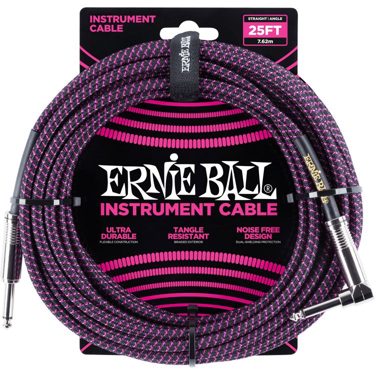 ERNIE BALL P06068 Siyah – Mor 25ft Düz Örgülü Kablo