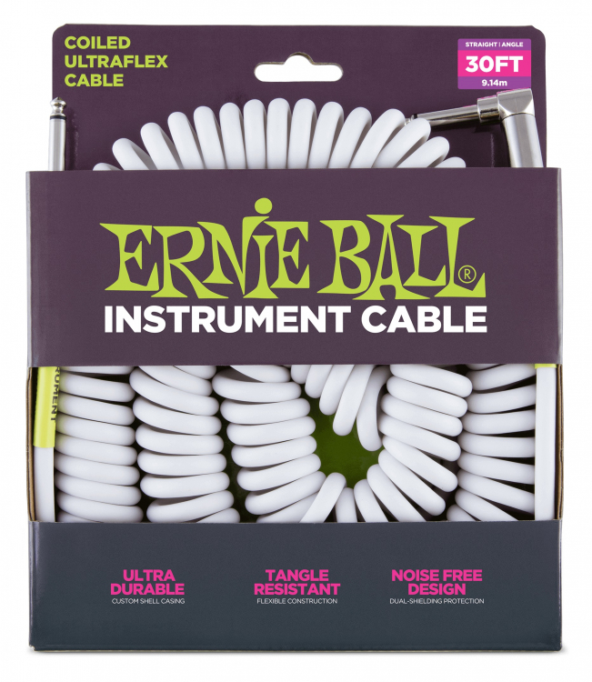 Ernie Ball P06045 9 Metre Beyaz Coil Enstrüman Kablosu