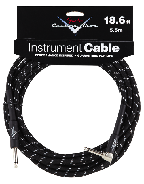 Fender 18.6 inç Custom Shop Performance Series Cable Angled Black Tweed Enstrüman Kablosu