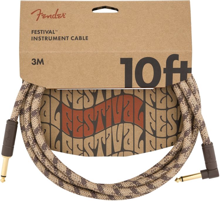 Fender 10 inç Angled Festival Pure Hemp Brown Stripe Enstrüman Kablosu