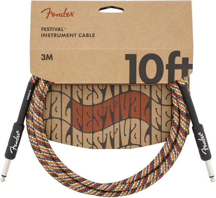 Fender 10 inç Festival Pure Hemp Rainbow Enstrüman Kablosu