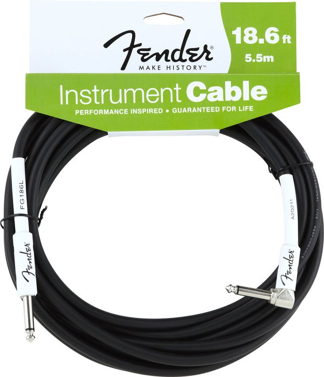 Fender 18.6 inç Performance Series Instrument Cable Angled Black Enstrüman Kablosu