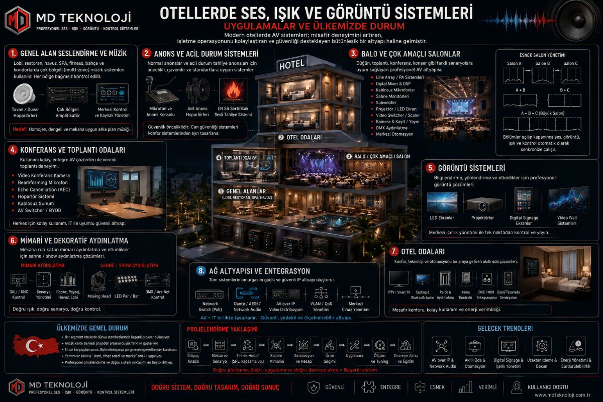 Otel ses ve görüntü sistemlerinde yapılan uygulamalar ve ülkemizde durum hakkında